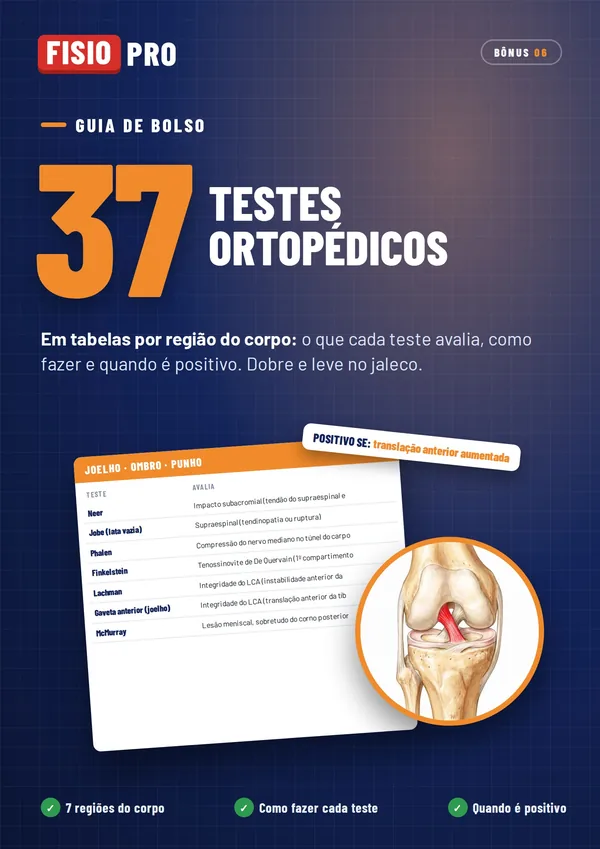 Capa do Bônus #6: guia de bolso de testes ortopédicos