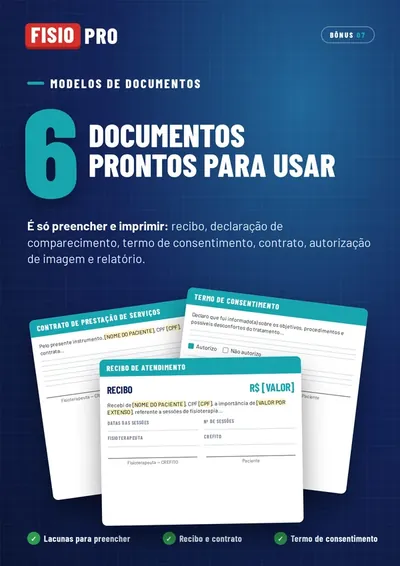 Capa do Bônus #7: modelos de documentos do fisioterapeuta